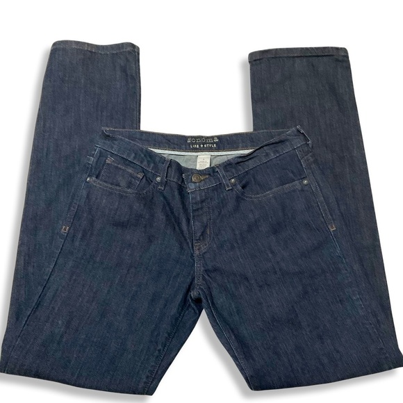Sonoma Jeans Womens 8 Modern Fit Low Rise Straight Preppy Dark Wash Blue Stretch - Picture 2 of 9